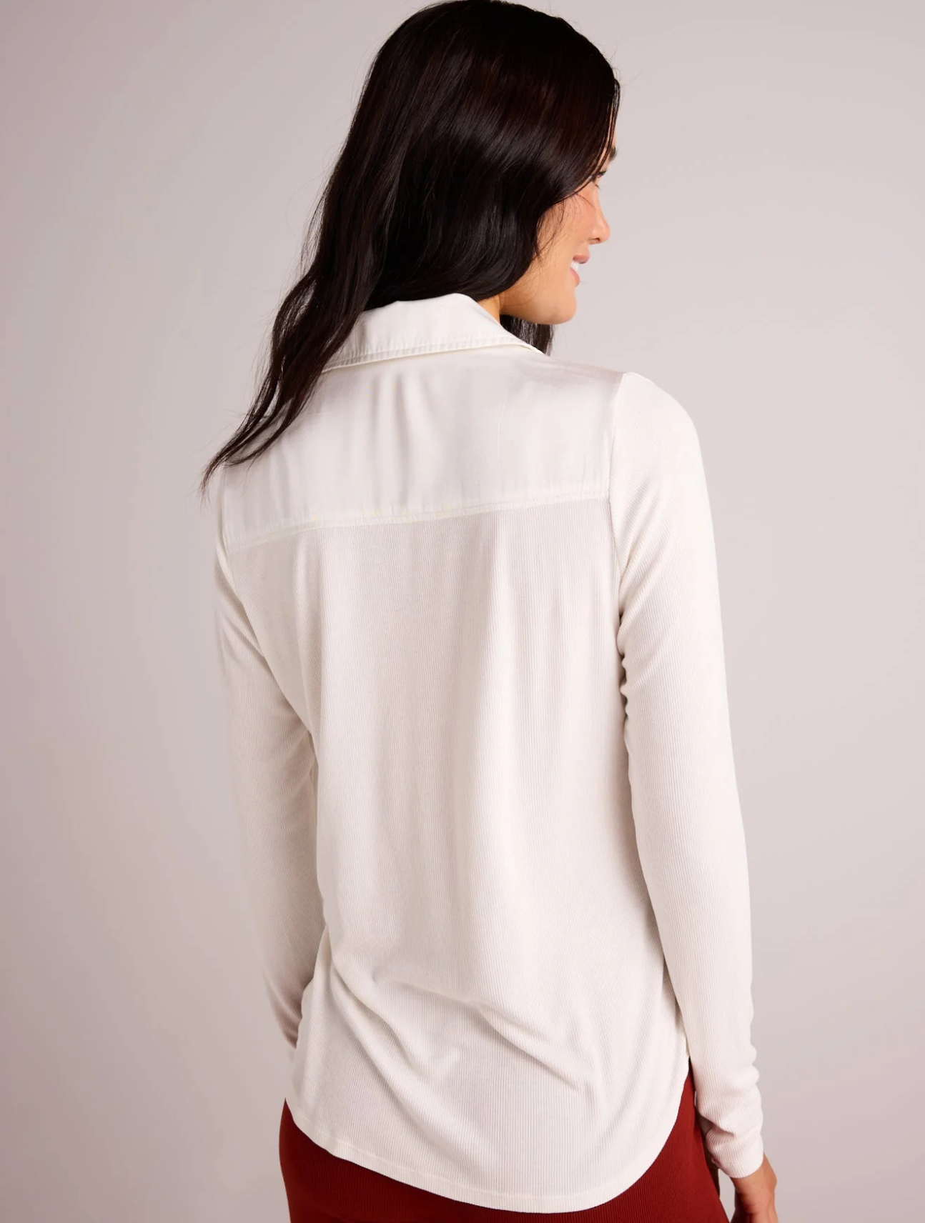 Long Sleeve Rib Mix Shirt