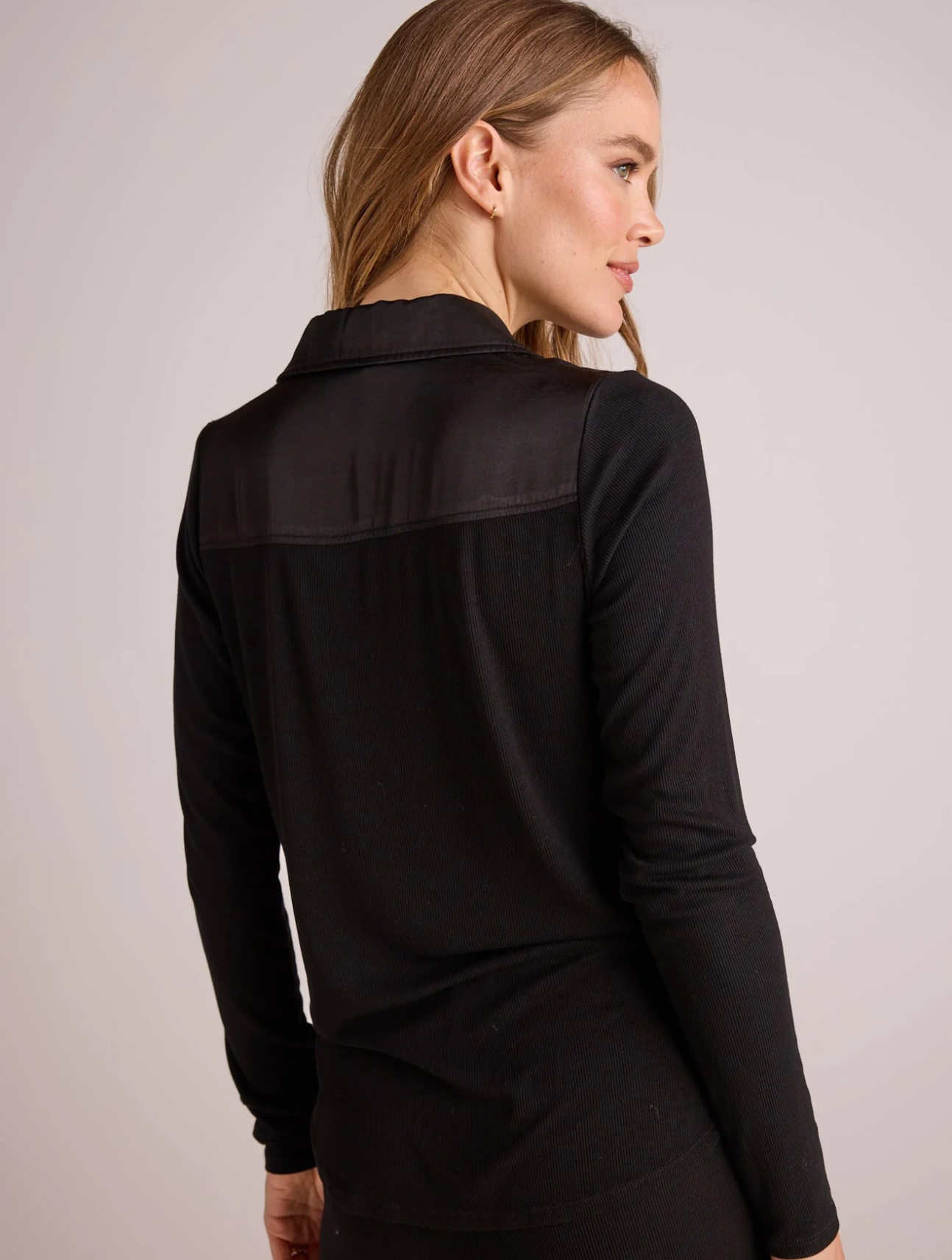 Long Sleeve Rib Mix Shirt