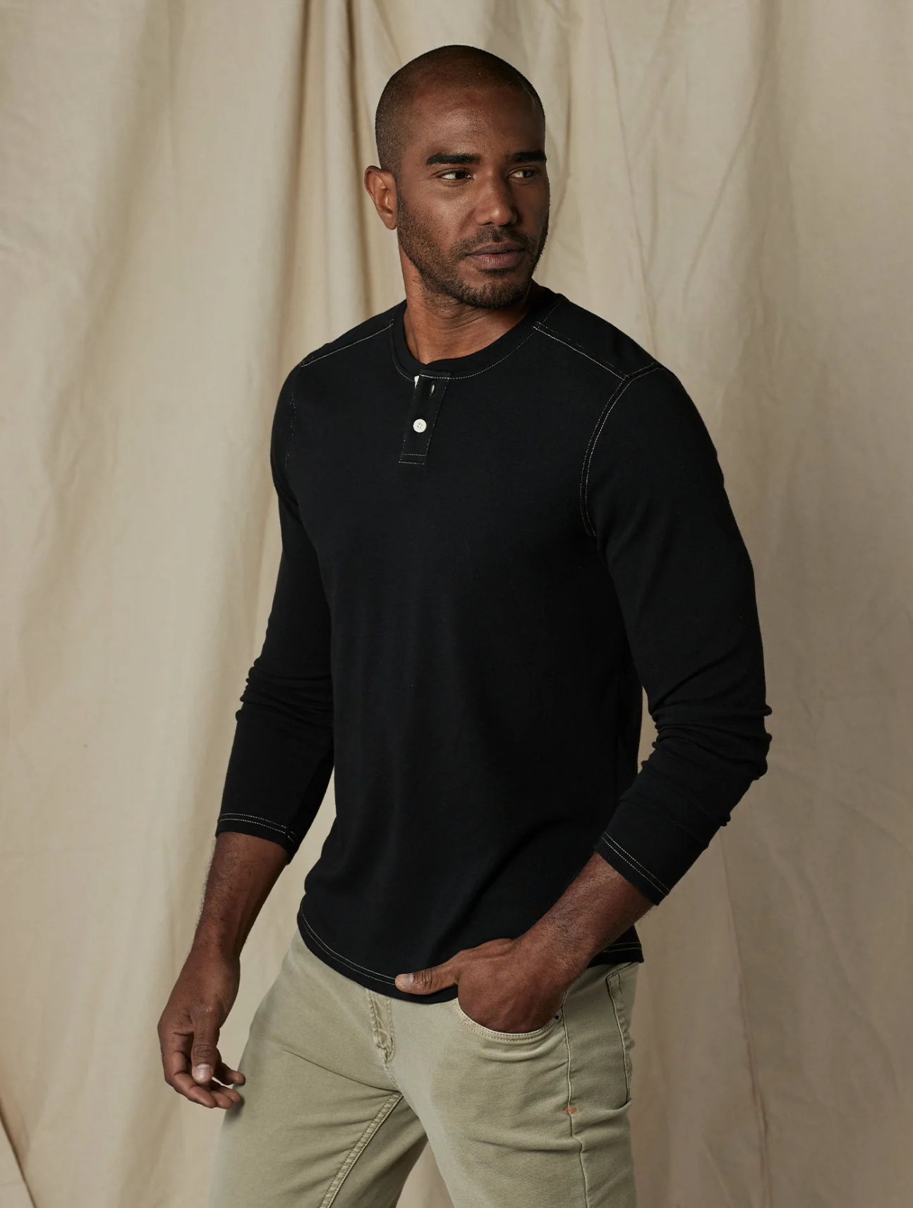 Puremeso Two Button Henley