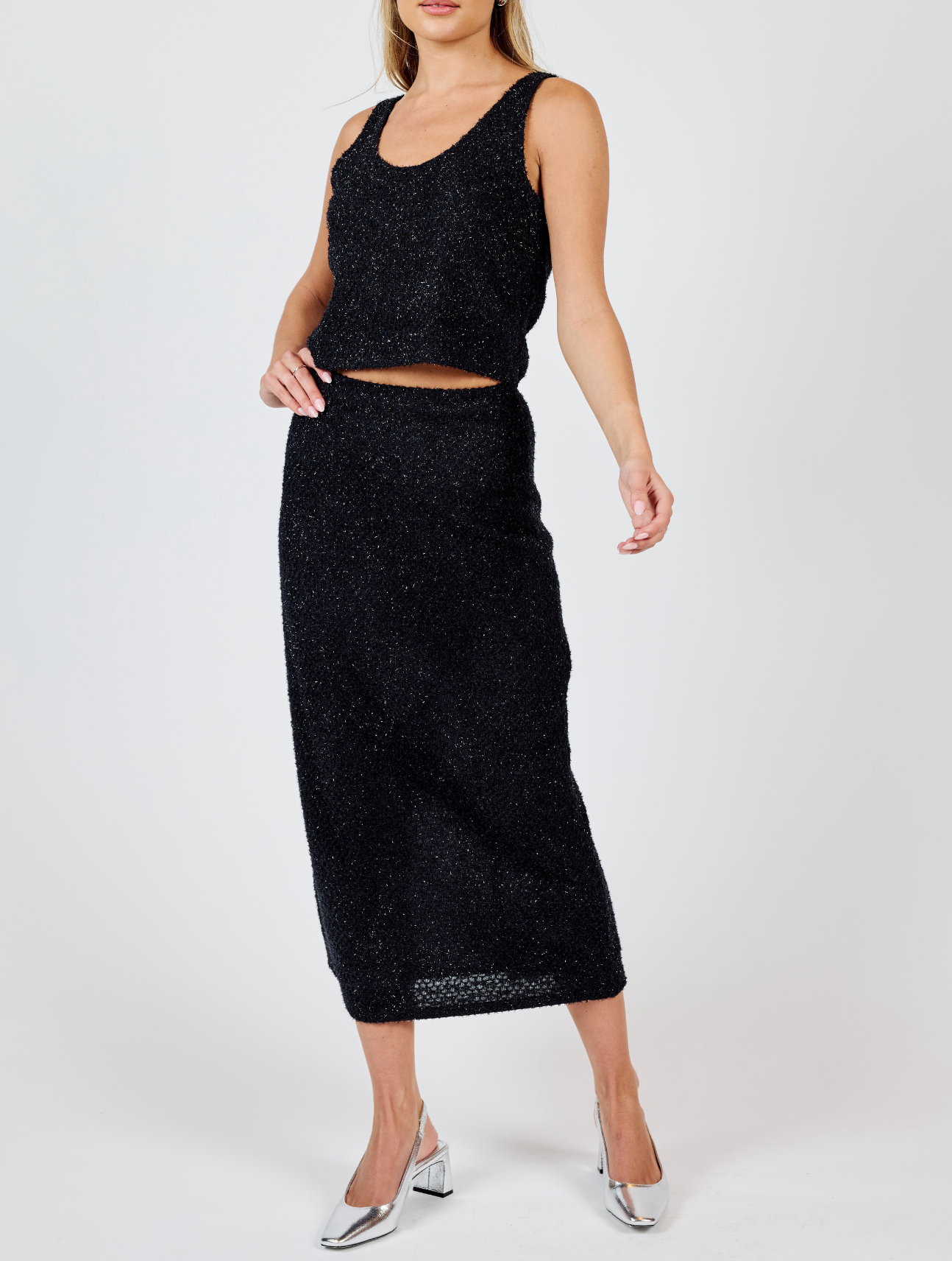 Creative Energy Lurex Knit Midi Skirt