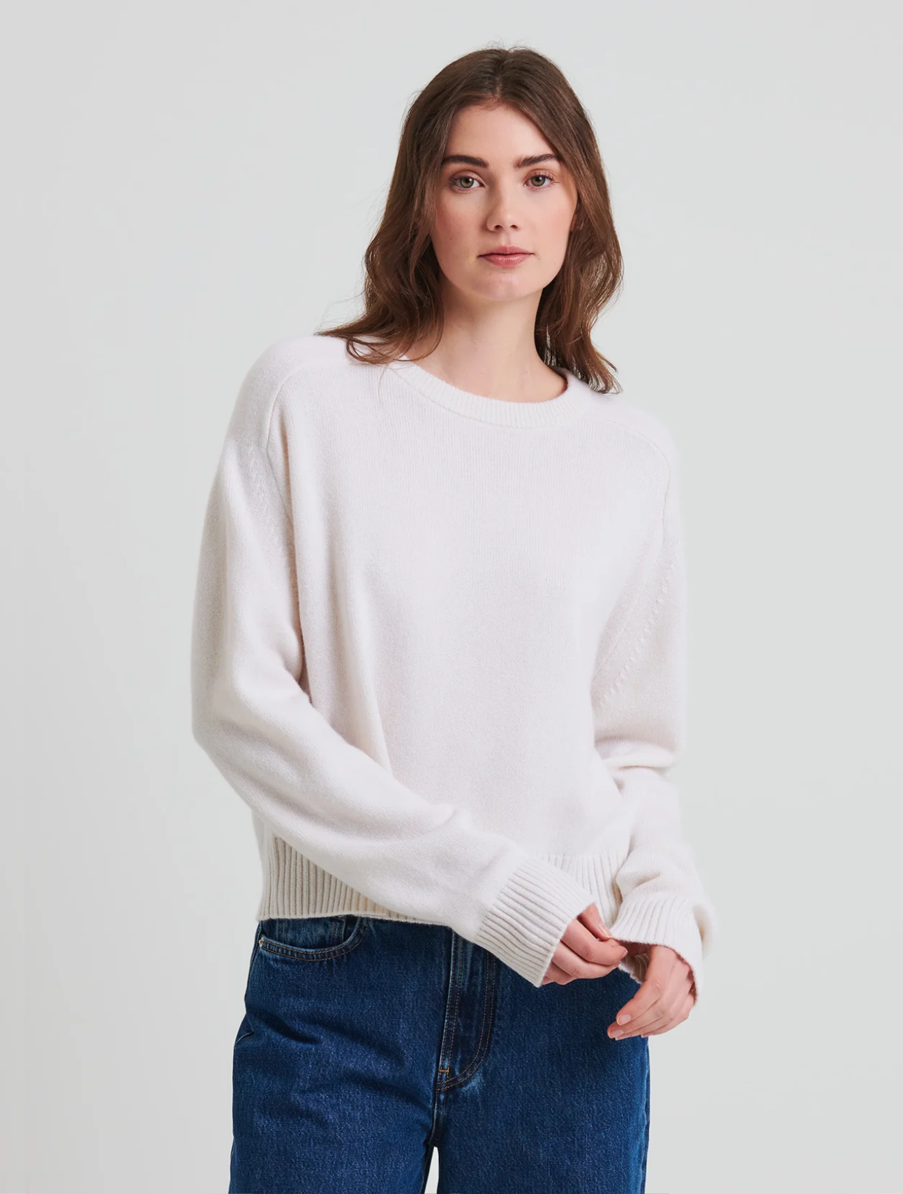 Cashmere Saddle Shoulder Crewneck