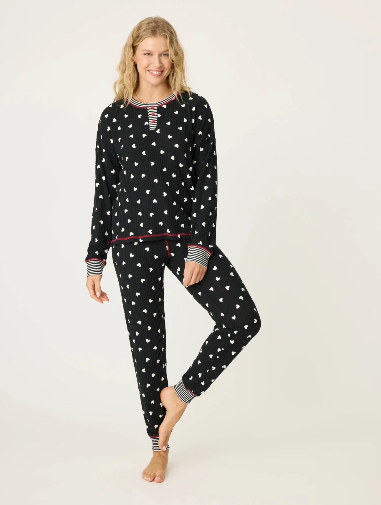 Tiny Hearts Waffle Ski Jammie Set