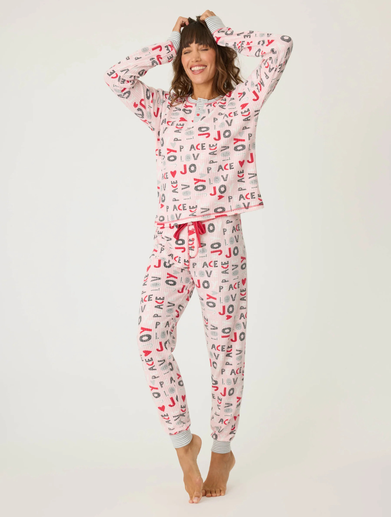 Peace & Joy Waffle Ski Jammie Set