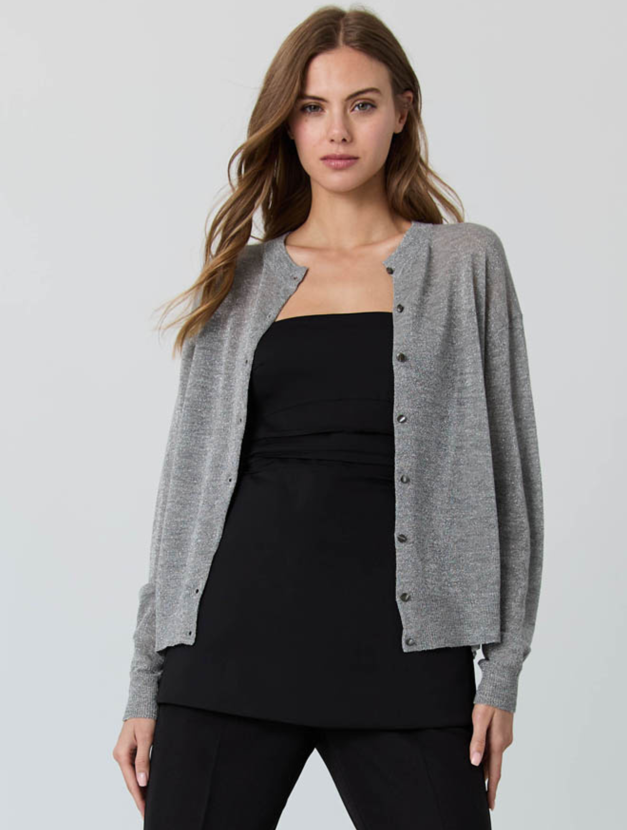 Shimmer Crew Neck Cardigan