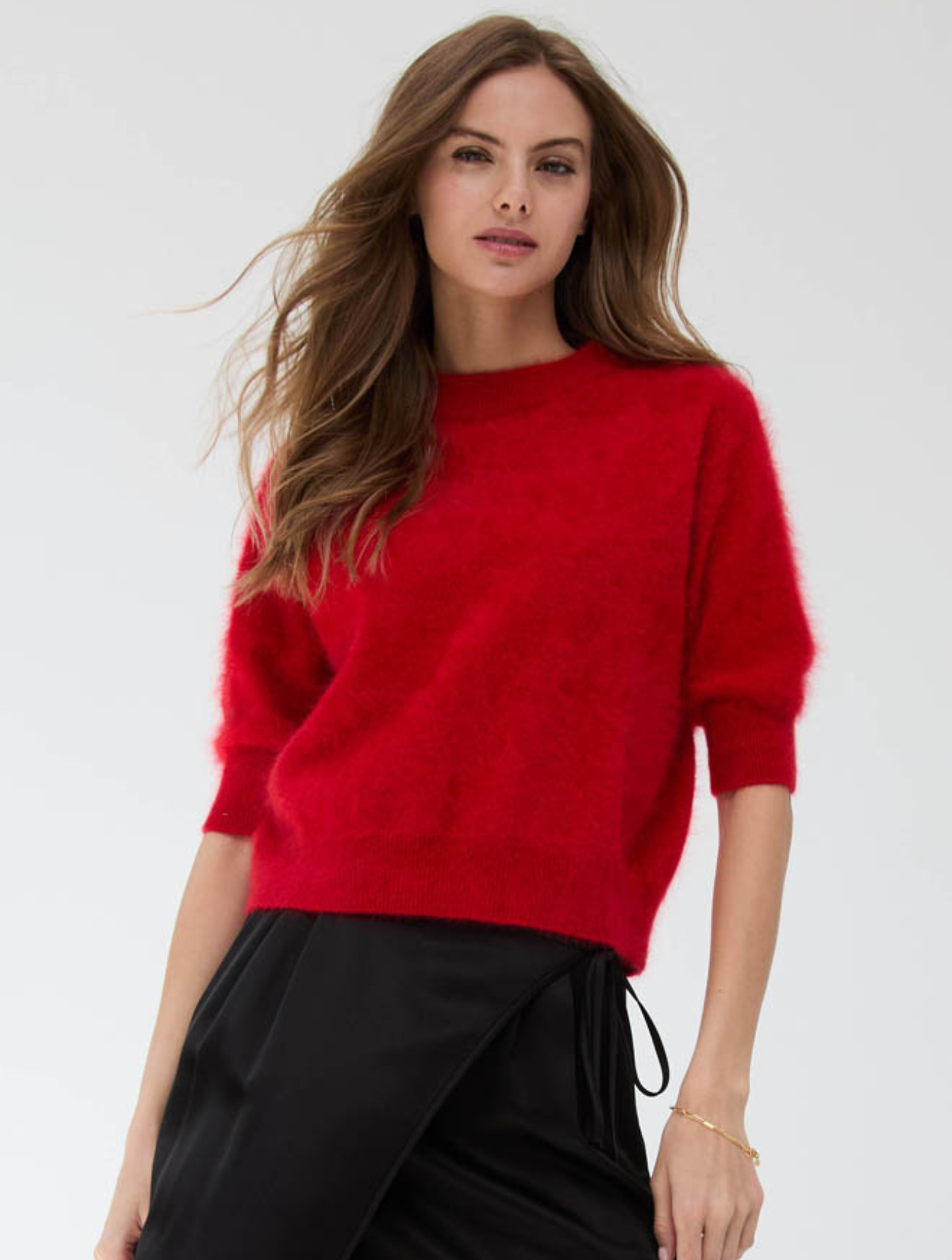 Brushed Elbow Sleeve Boxy Crew