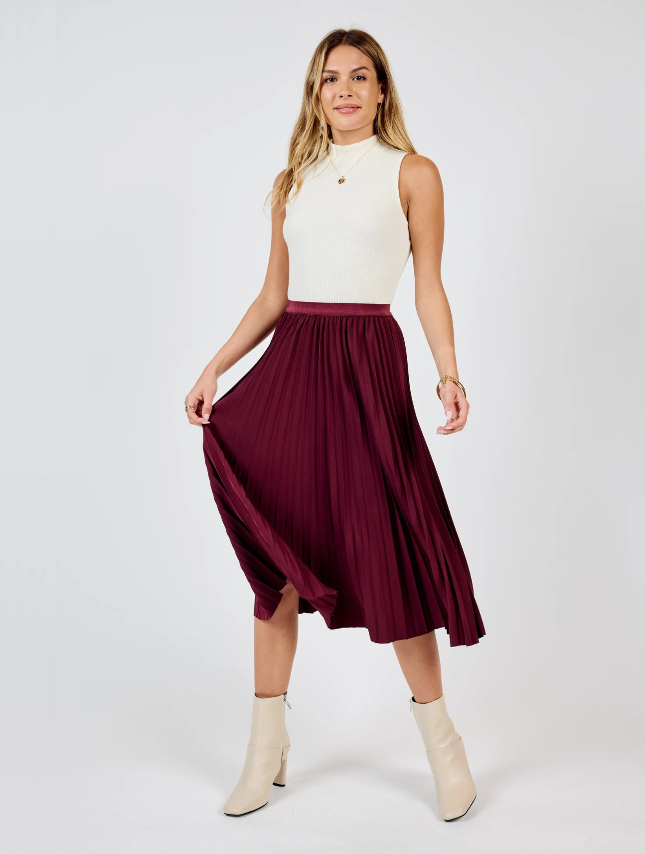 Silent Streets Pleated Midi Skirt