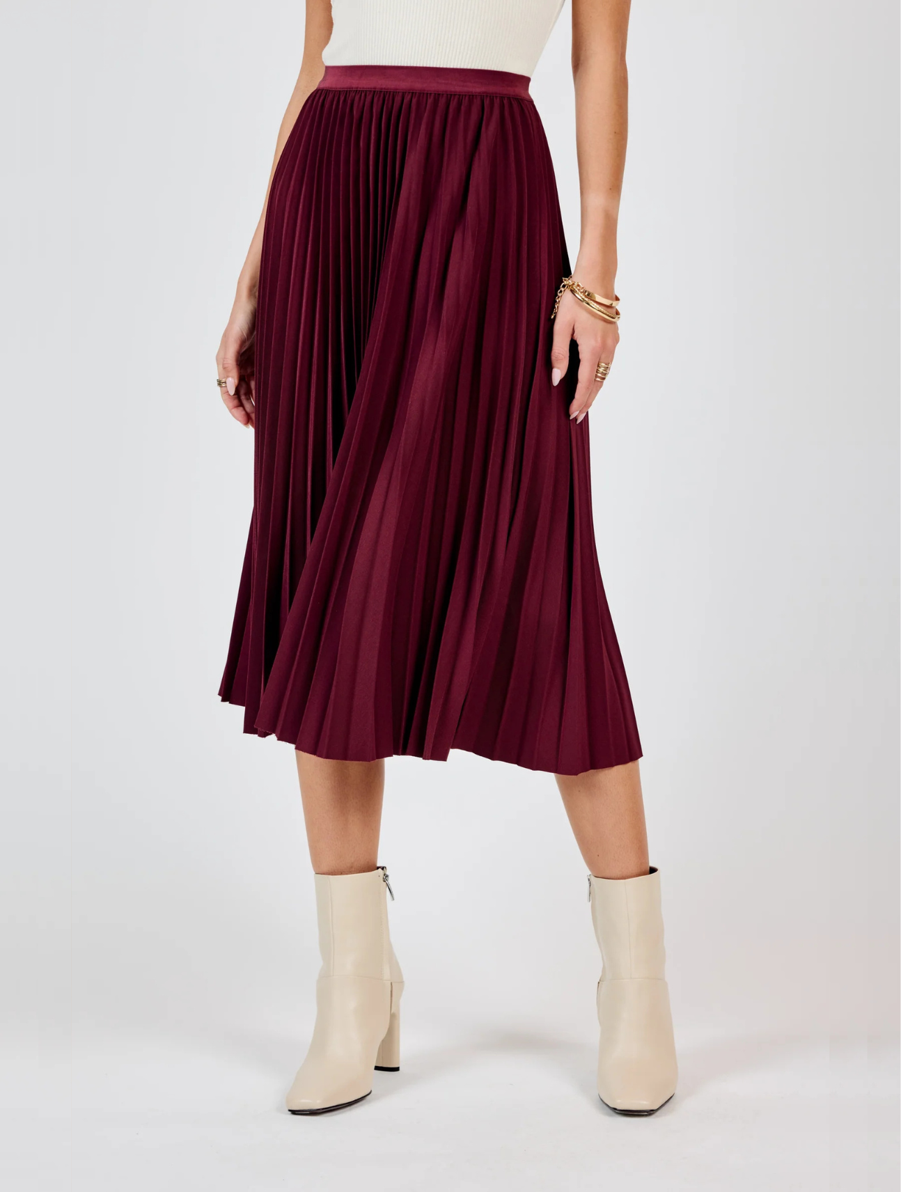 Silent Streets Pleated Midi Skirt