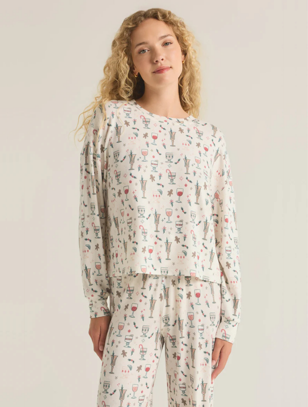 送料無料の商品 Holiday Spirits Top Knit Brushed カットソー(長袖/七分)