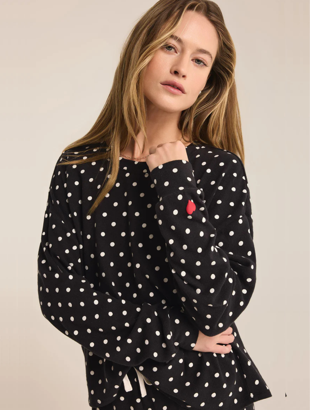 Polka Dot Brushed Long Sleeve