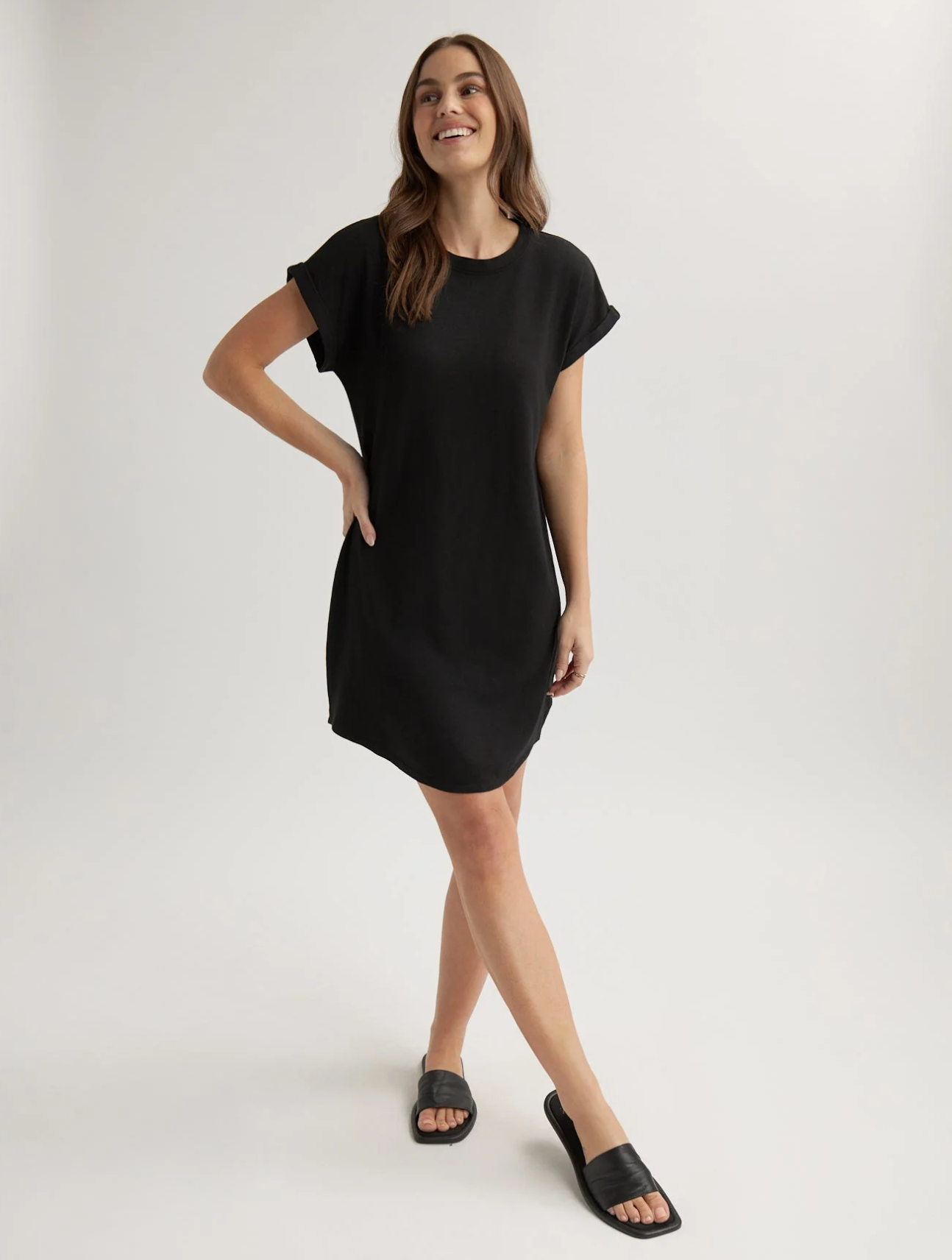 Roll Sleeve T-Shirt Dress