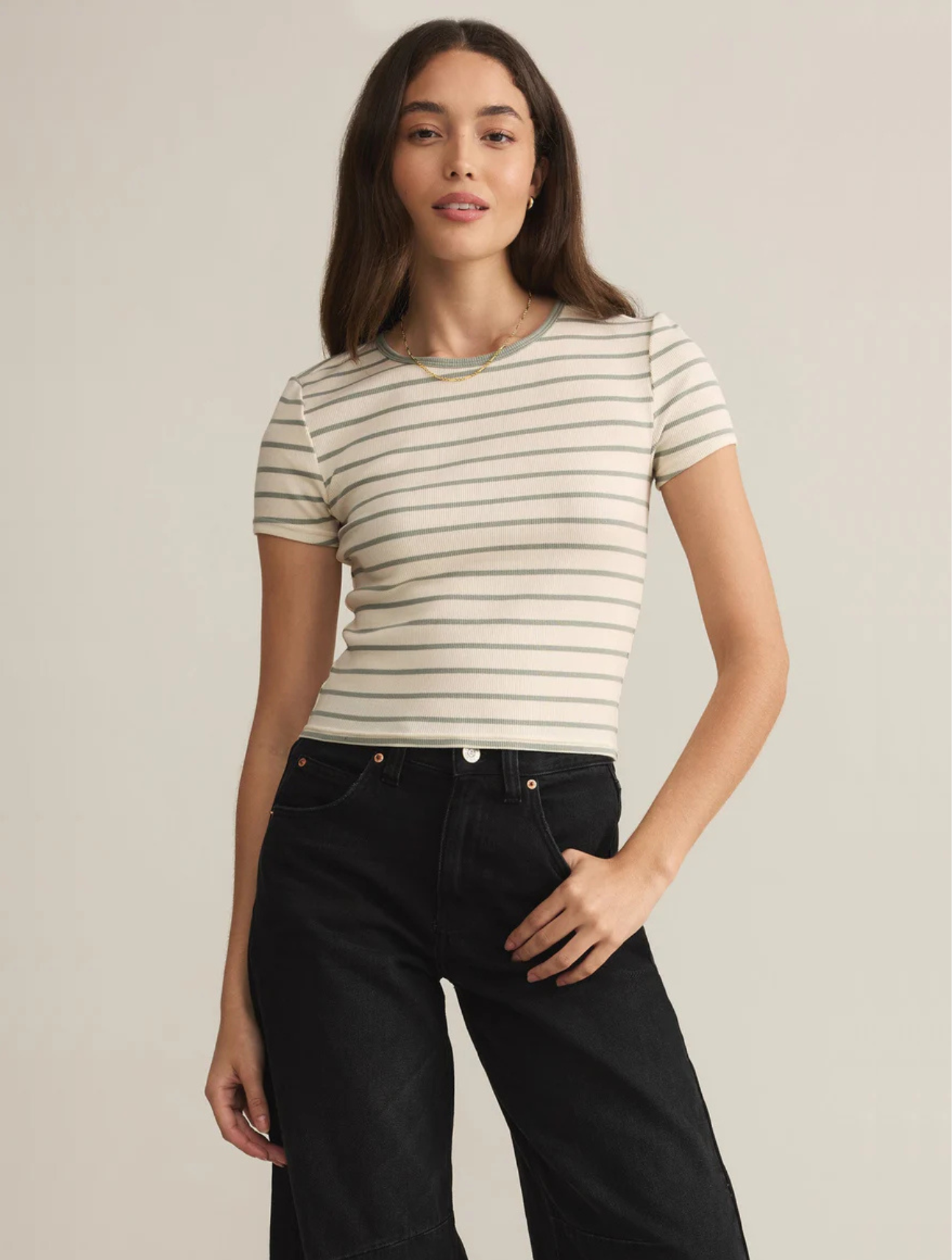 Saxton Striped Rib Tee