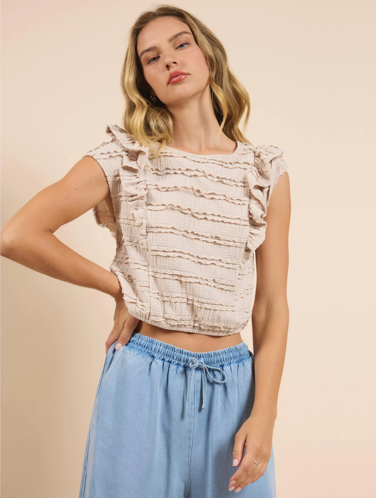 Wind Calls Ruffle Knit Lace Top