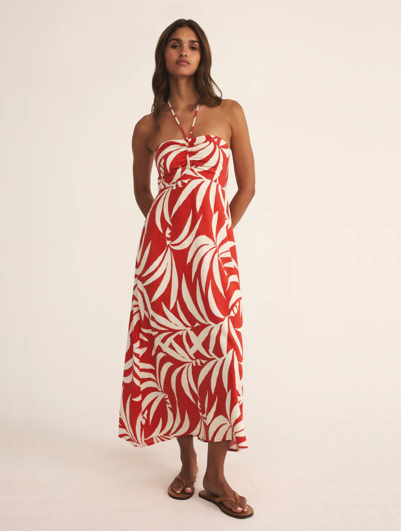 Elodi Palm Midi Dress