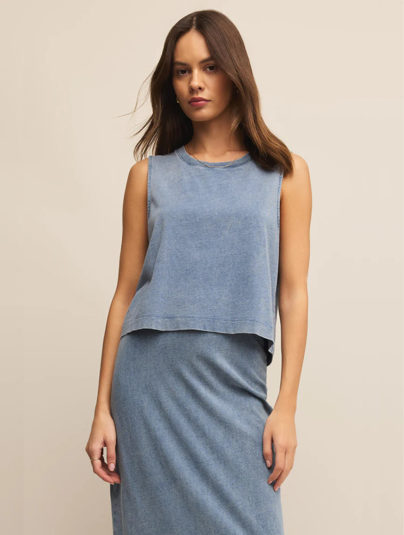 Sloane Denim Jersey Muscle Tank