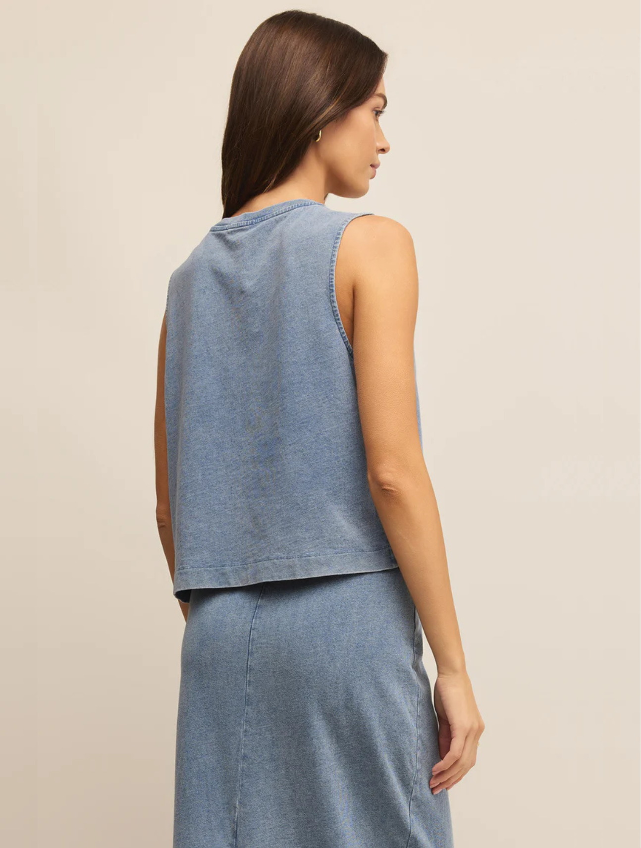 Sloane Denim Jersey Muscle Tank