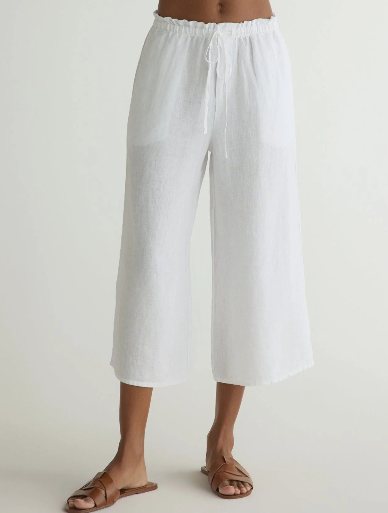 Ruffle Waist Wide Leg Crop
