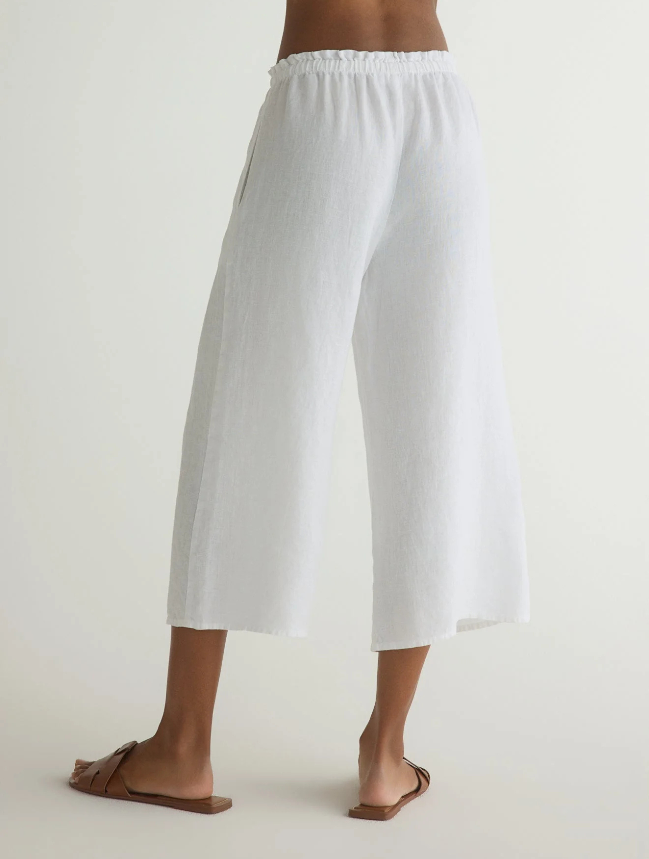 Ruffle Waist Wide Leg Crop