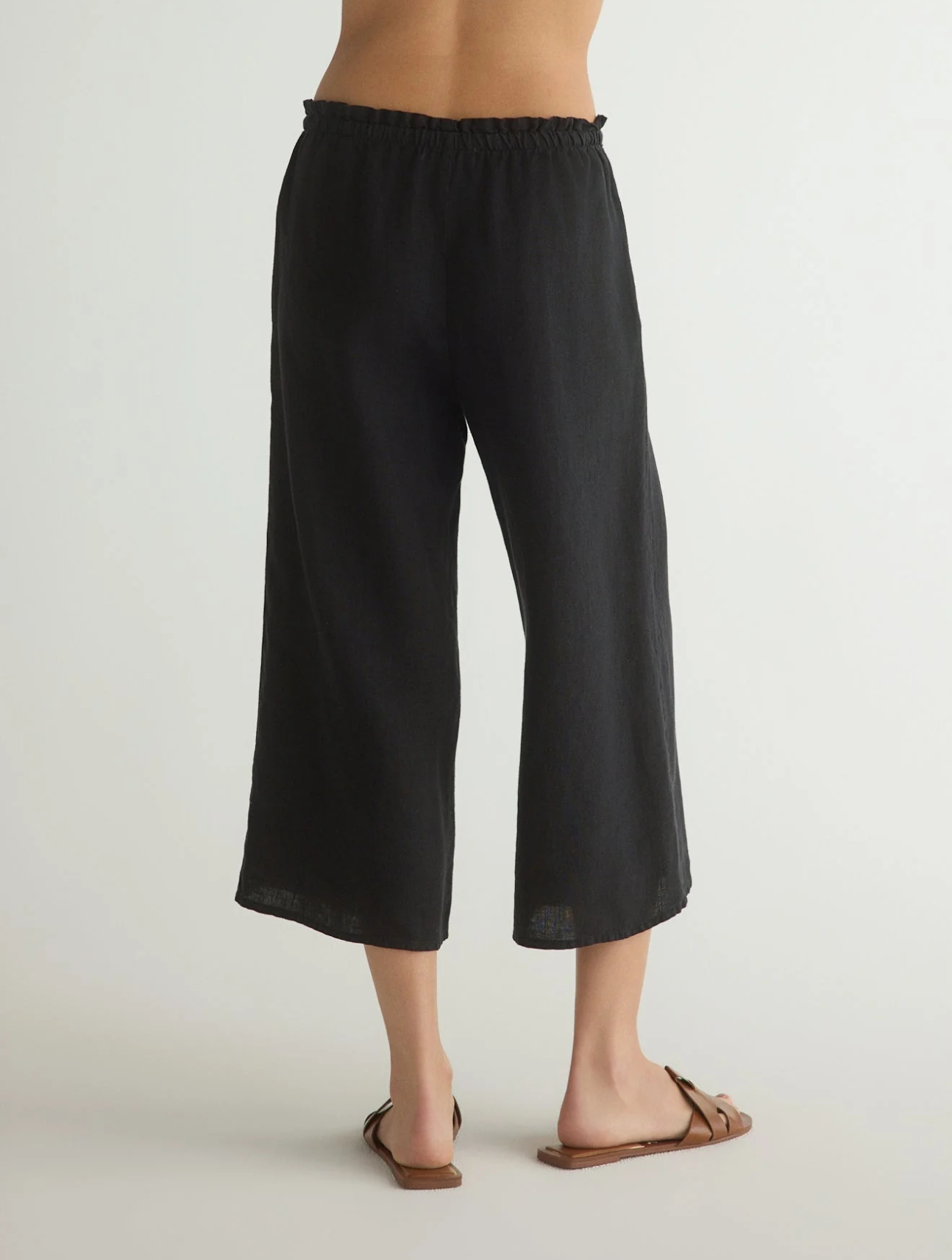 Ruffle Waist Wide Leg Crop