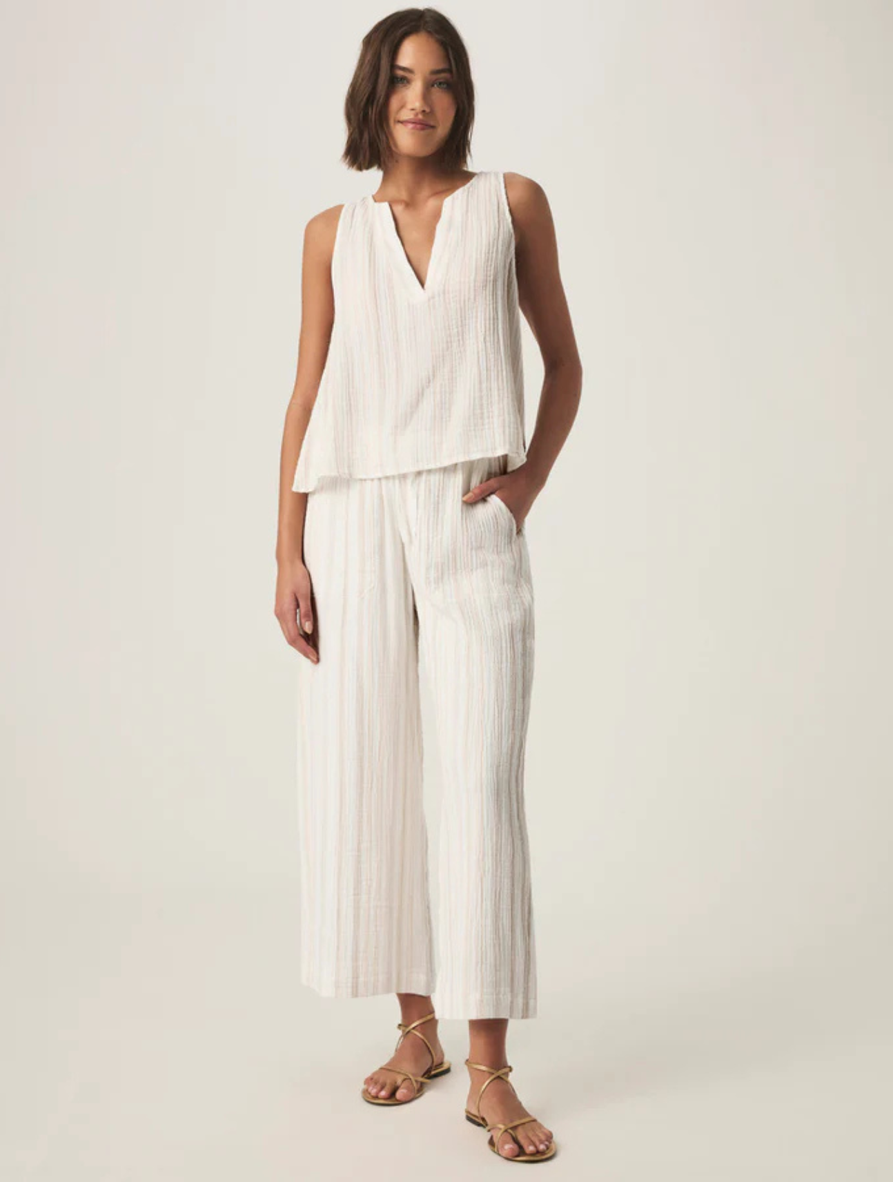 Kit Gauze Stripe V-Neck Tank