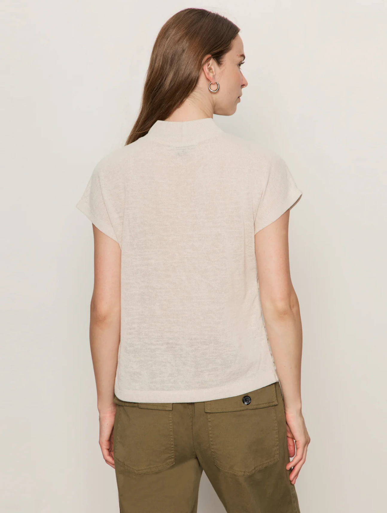 Draped Sleeveless Mock Neck