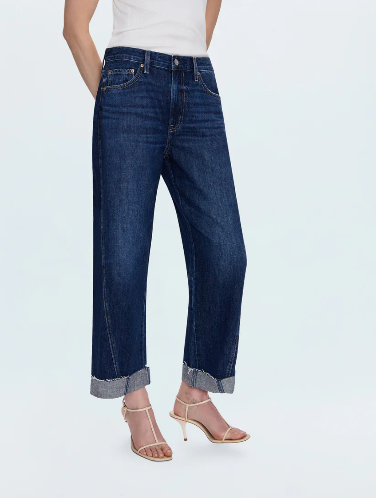 Kacey Mid Rise Cuffed Straight