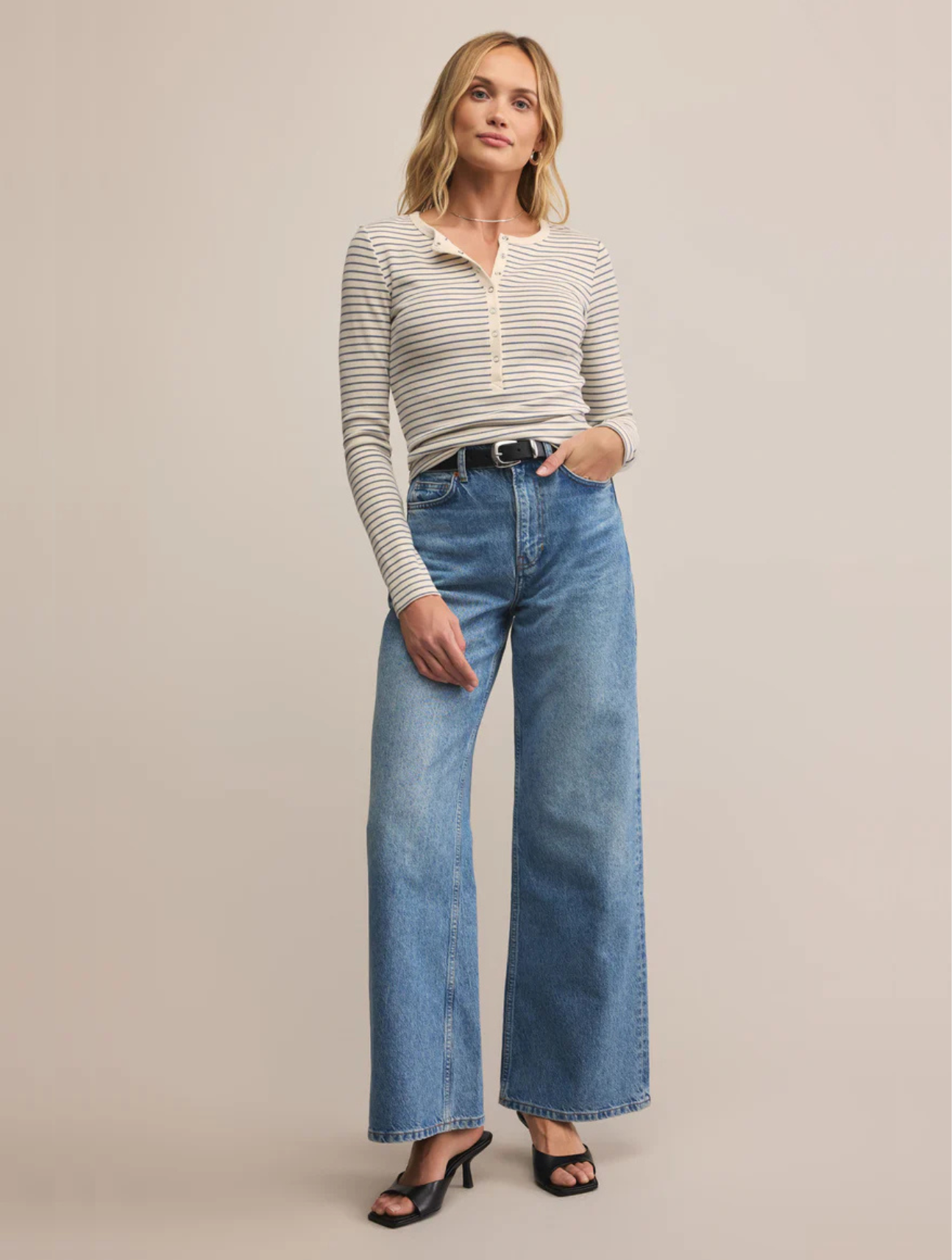 Stella Striped Modal Rib Henley