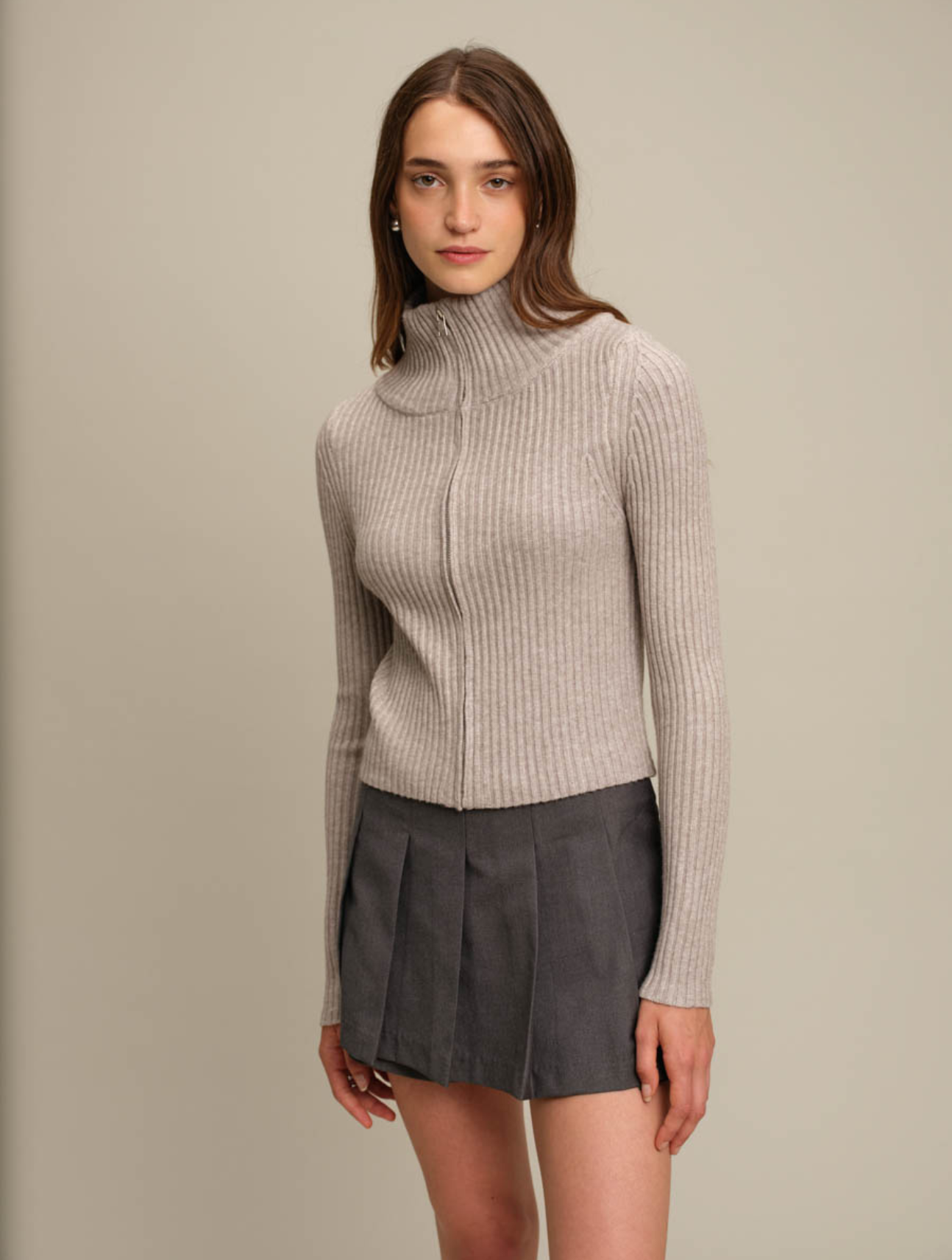 Matt Zip Up Cardigan