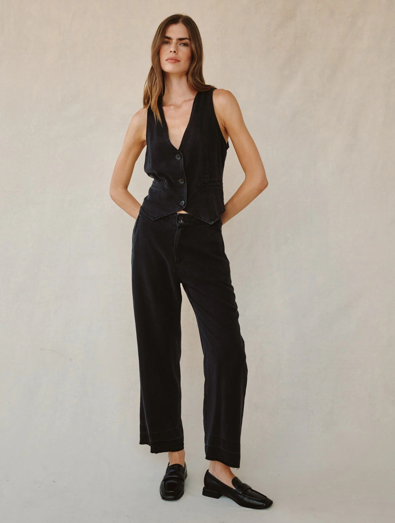 Saige Open Hem Wide Leg Crop