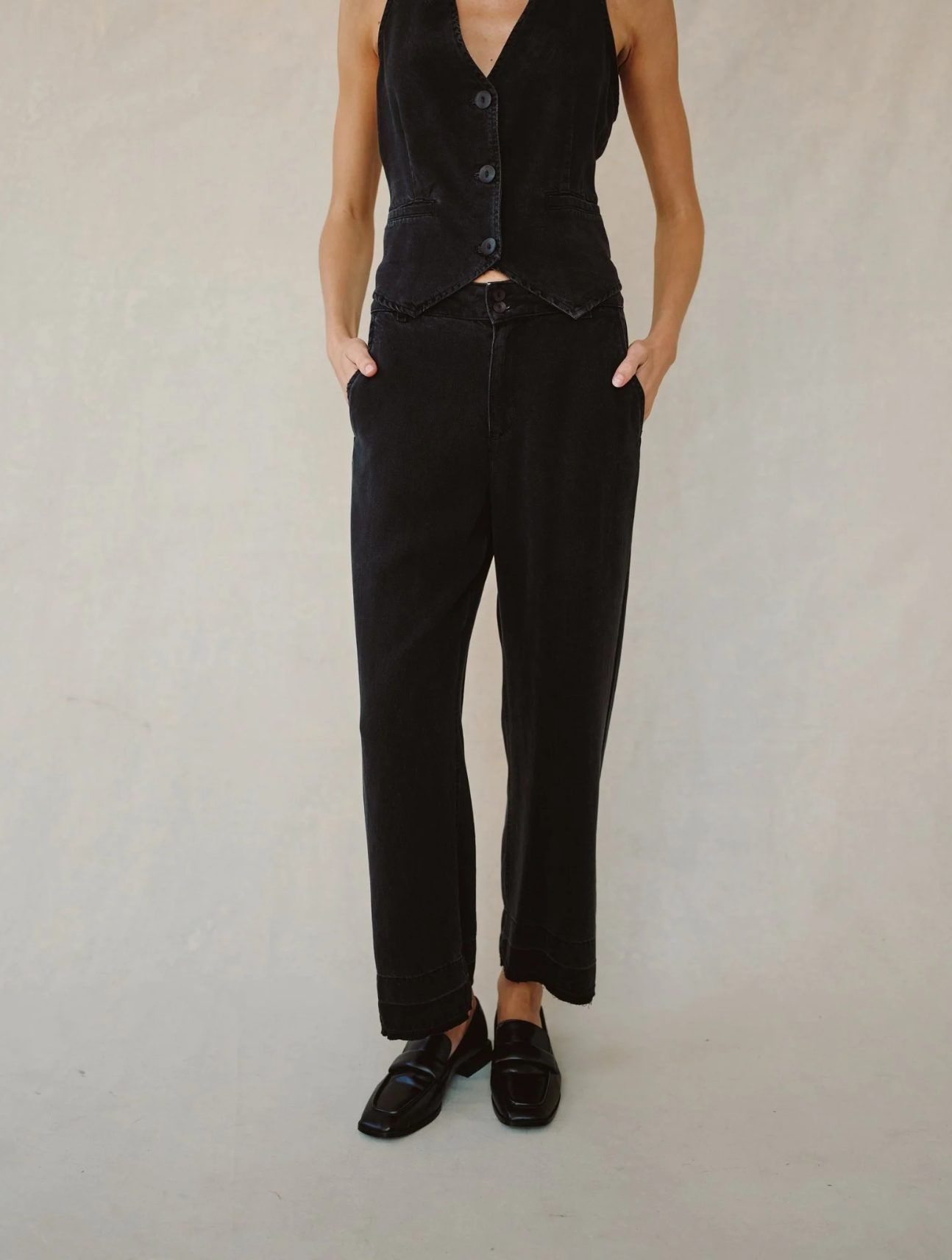Saige Open Hem Wide Leg Crop