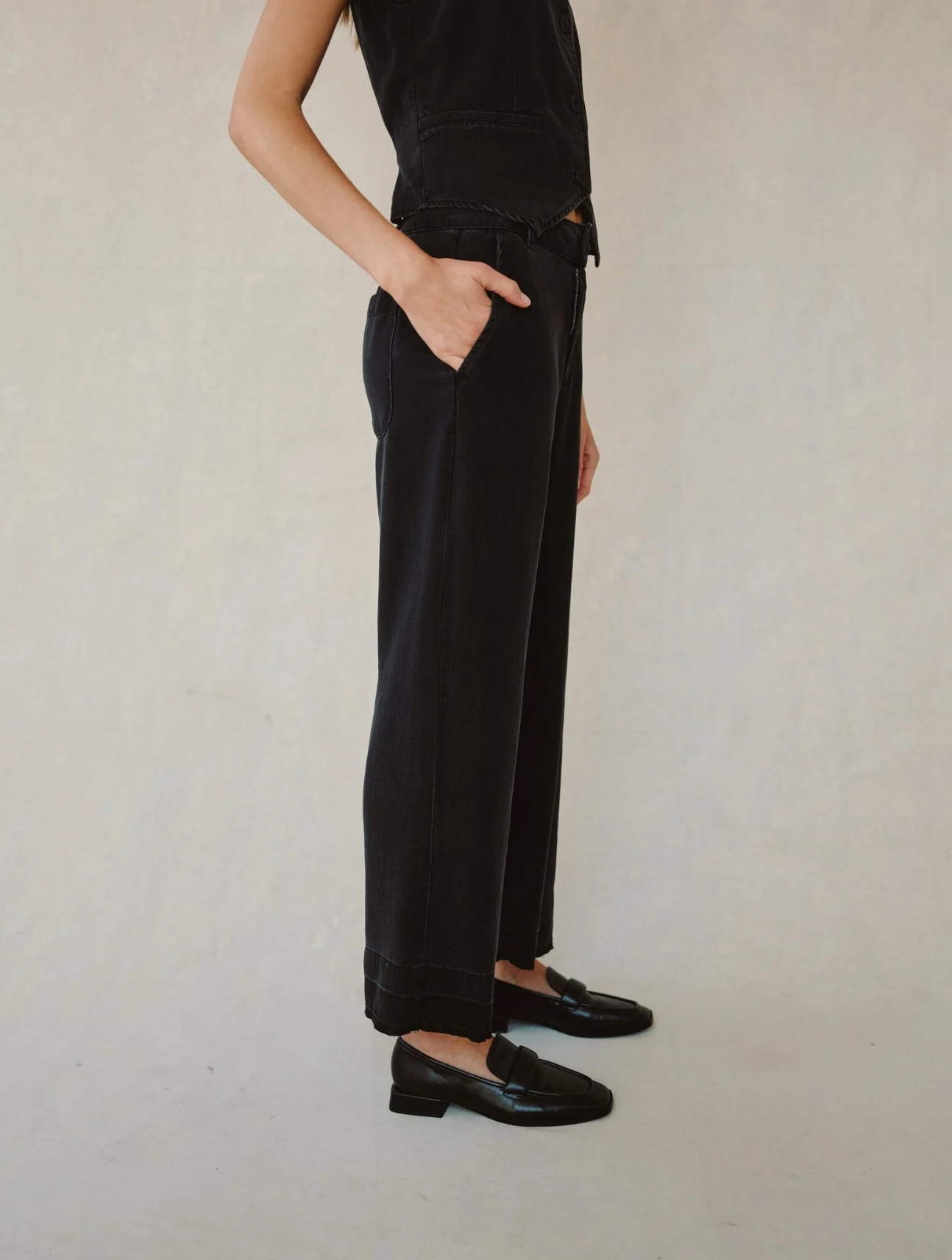 Saige Open Hem Wide Leg Crop