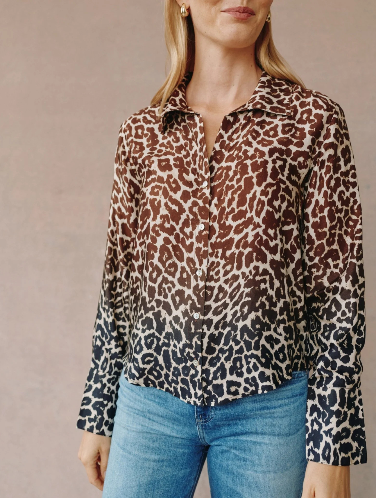 Flowy Wide Collar Button Down
