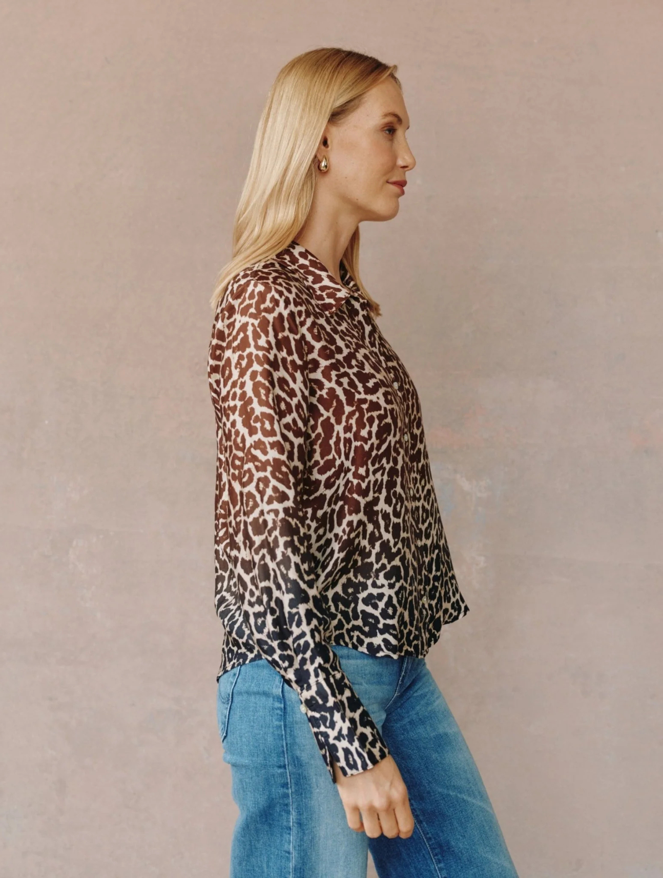 Flowy Wide Collar Button Down