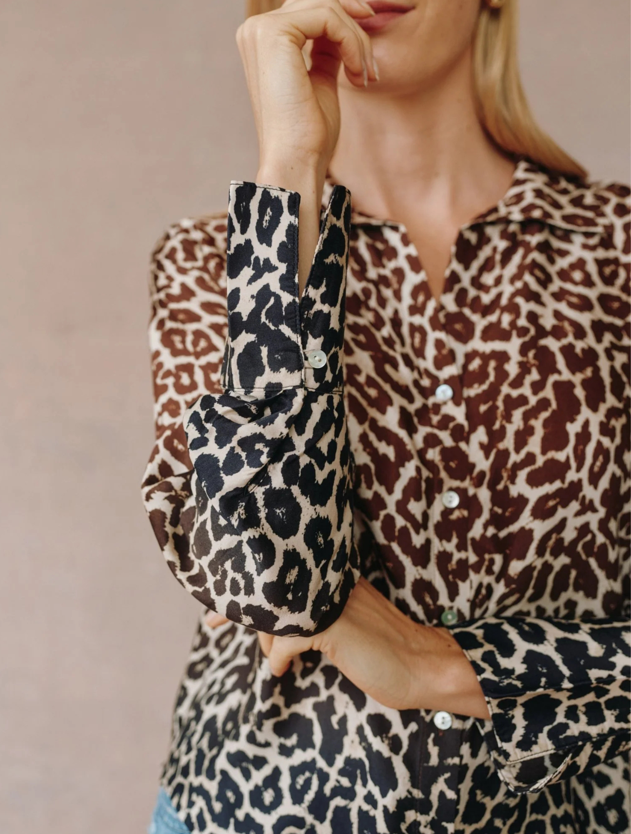 Flowy Wide Collar Button Down