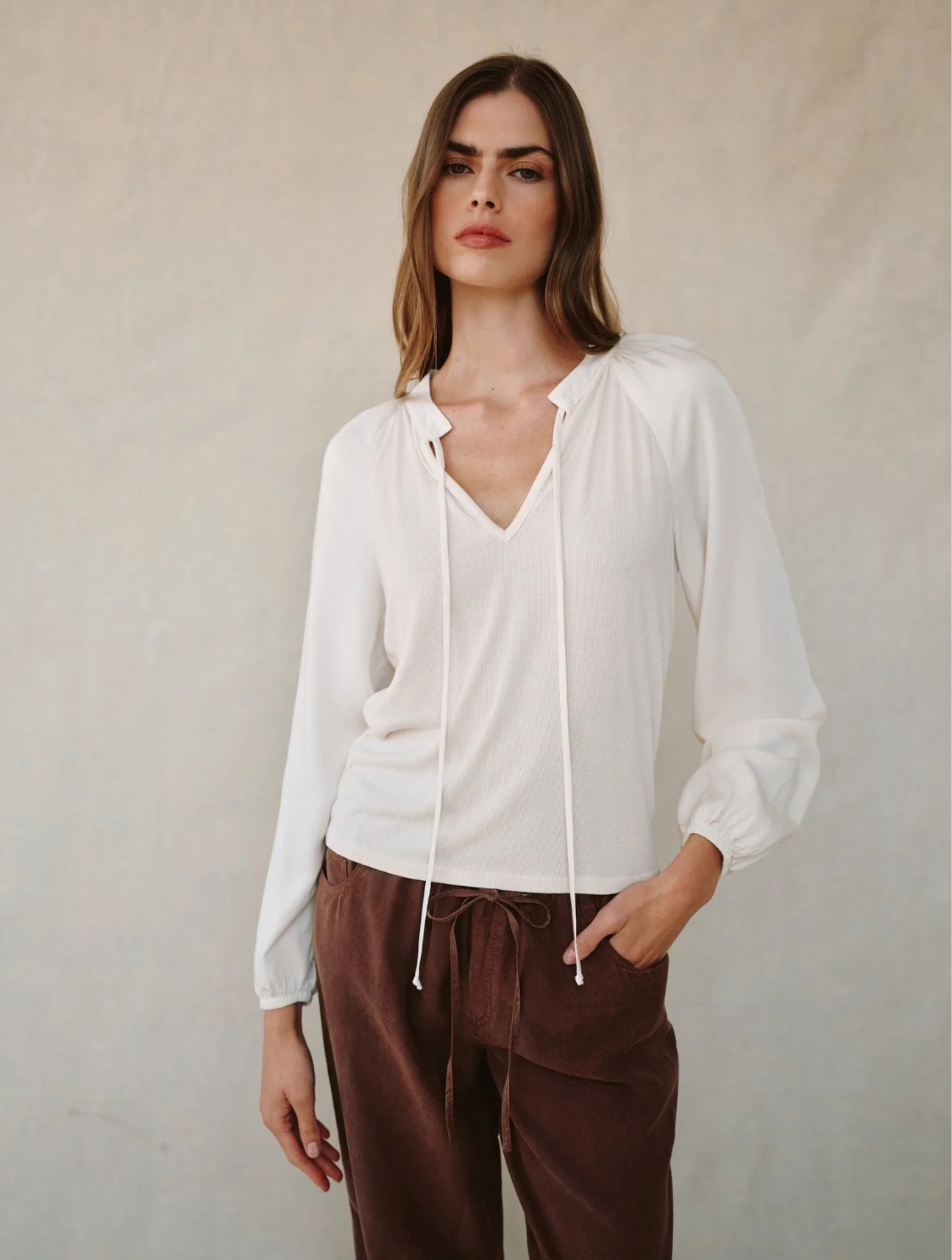 Long Sleeve Raglan Mixed Shirt