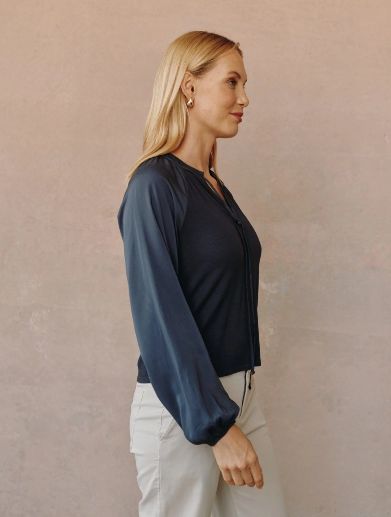 Long Sleeve Raglan Mixed Shirt