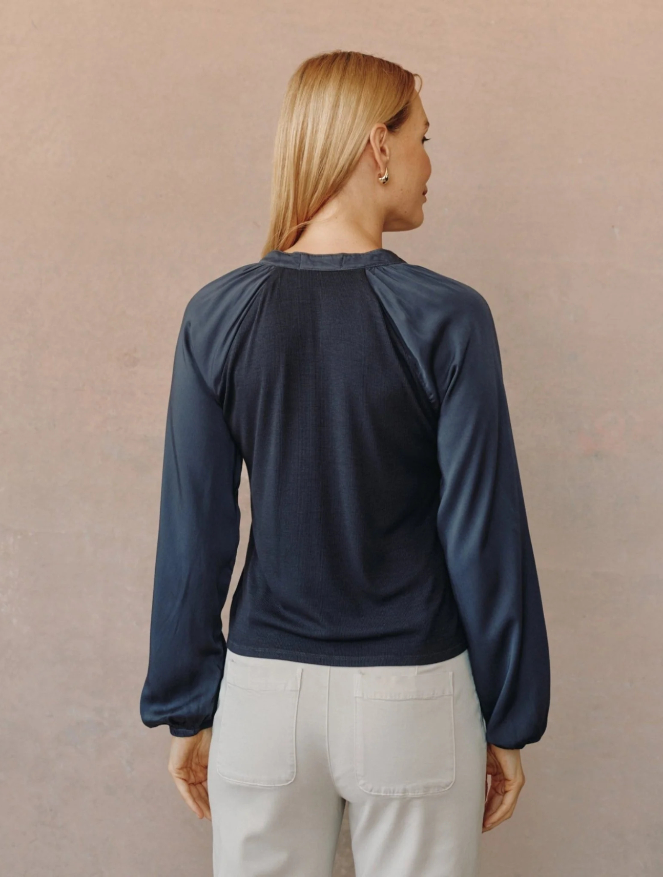 Long Sleeve Raglan Mixed Shirt