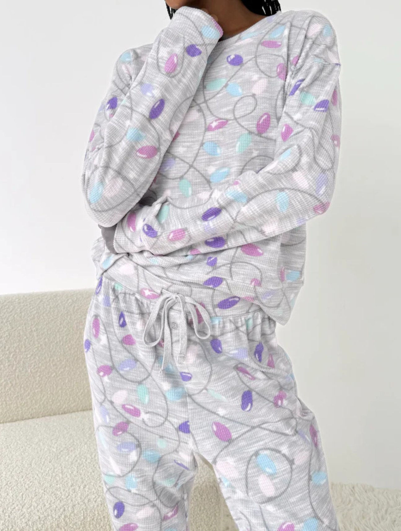 Holiday Lights Marna Waffle PJ Set