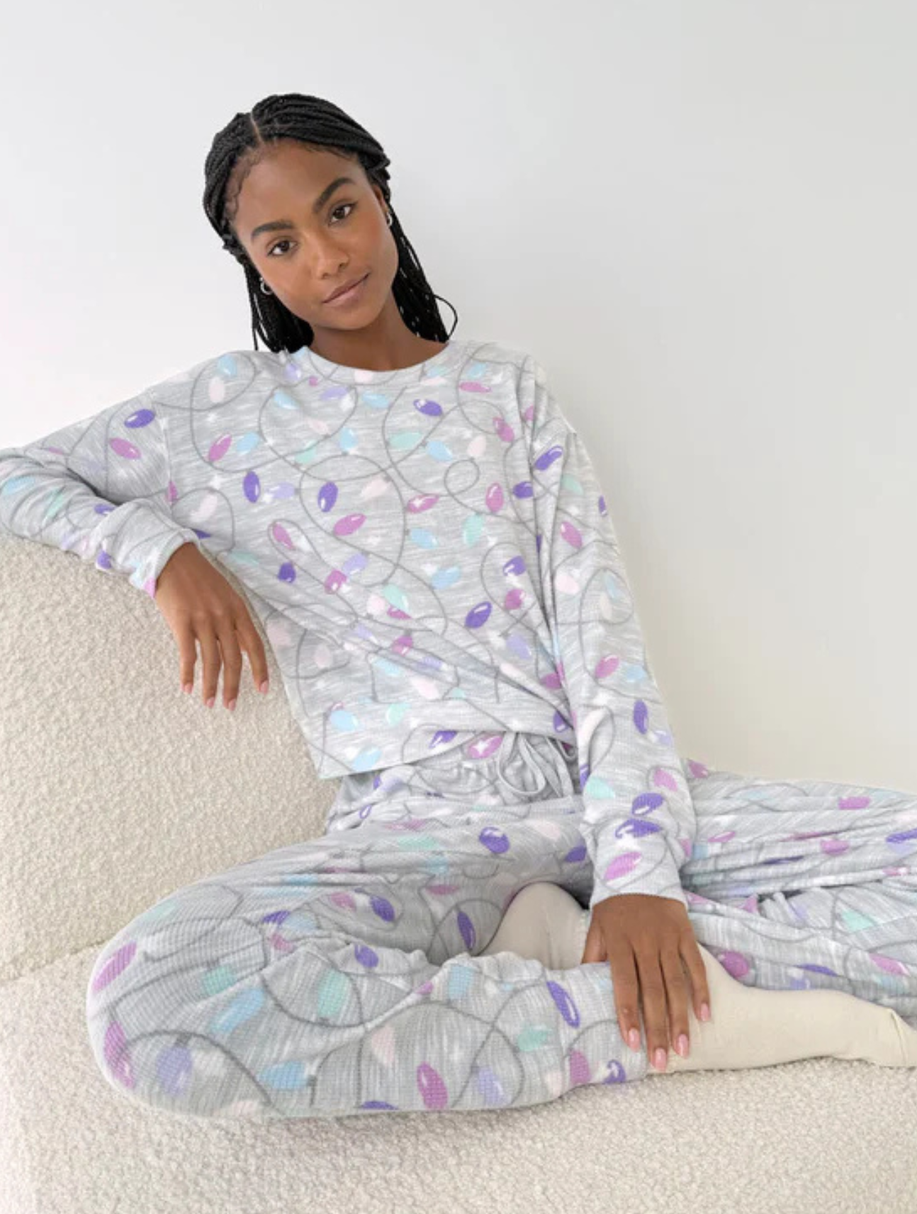 Holiday Lights Marna Waffle PJ Set