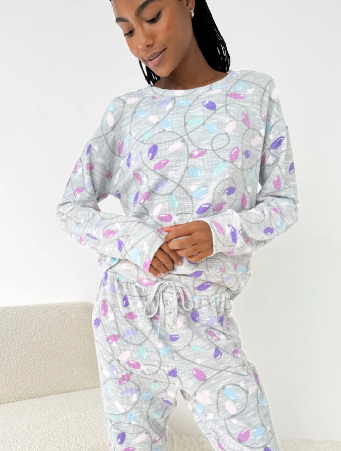 Holiday Lights Marna Waffle PJ Set