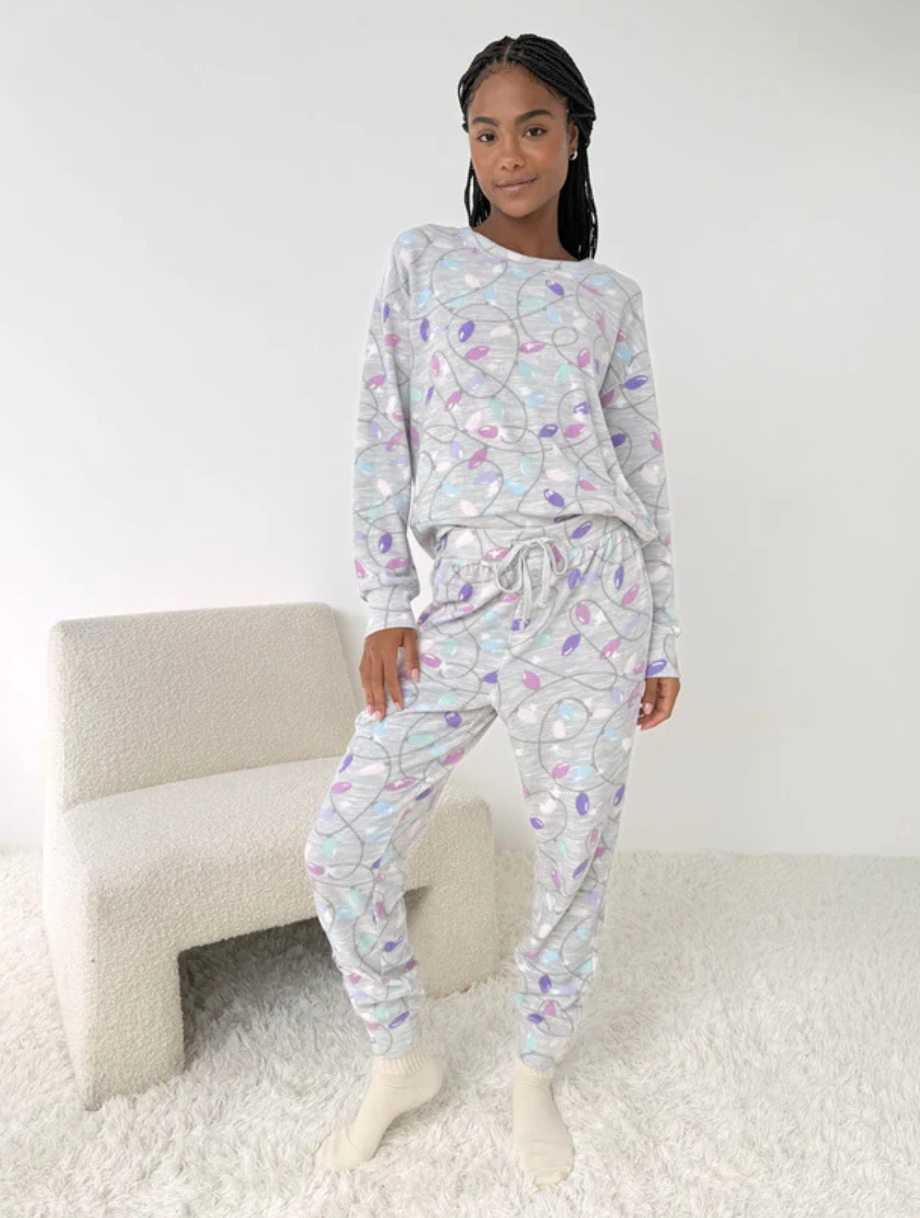 Holiday Lights Marna Waffle PJ Set