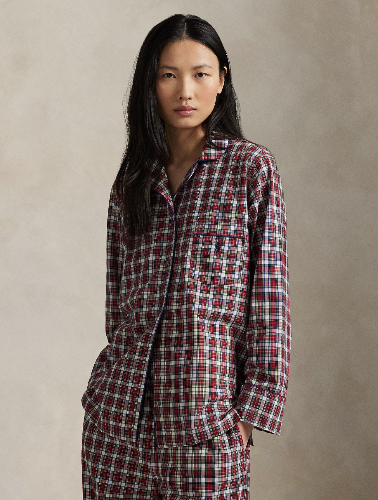Madison Striped Poplin Pajama Set