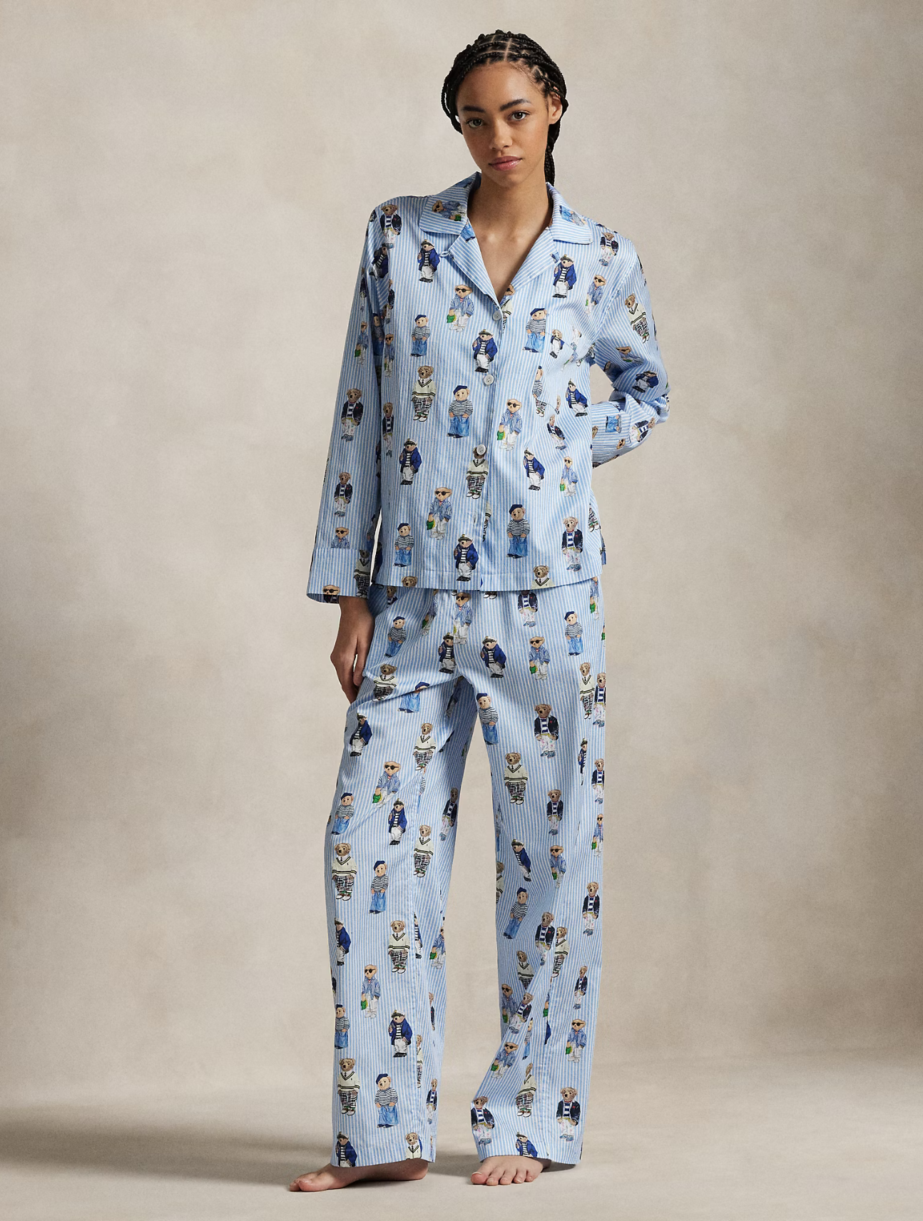 Polo Bear Cotton Sateen Pajama Set
