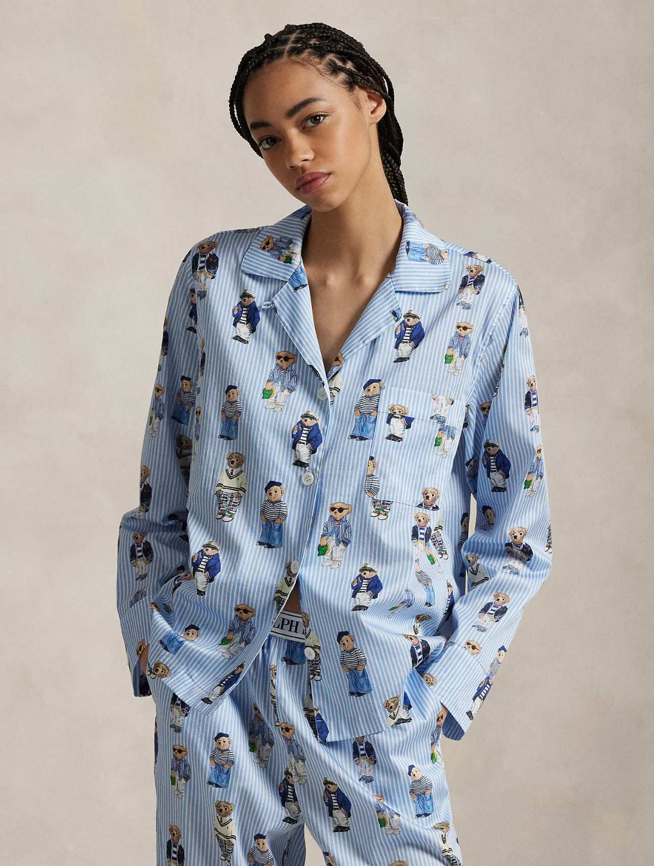 Polo Bear Cotton Sateen Pajama Set