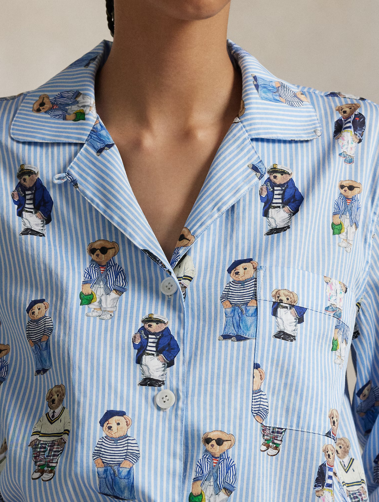 Polo Bear Cotton Sateen Pajama Set