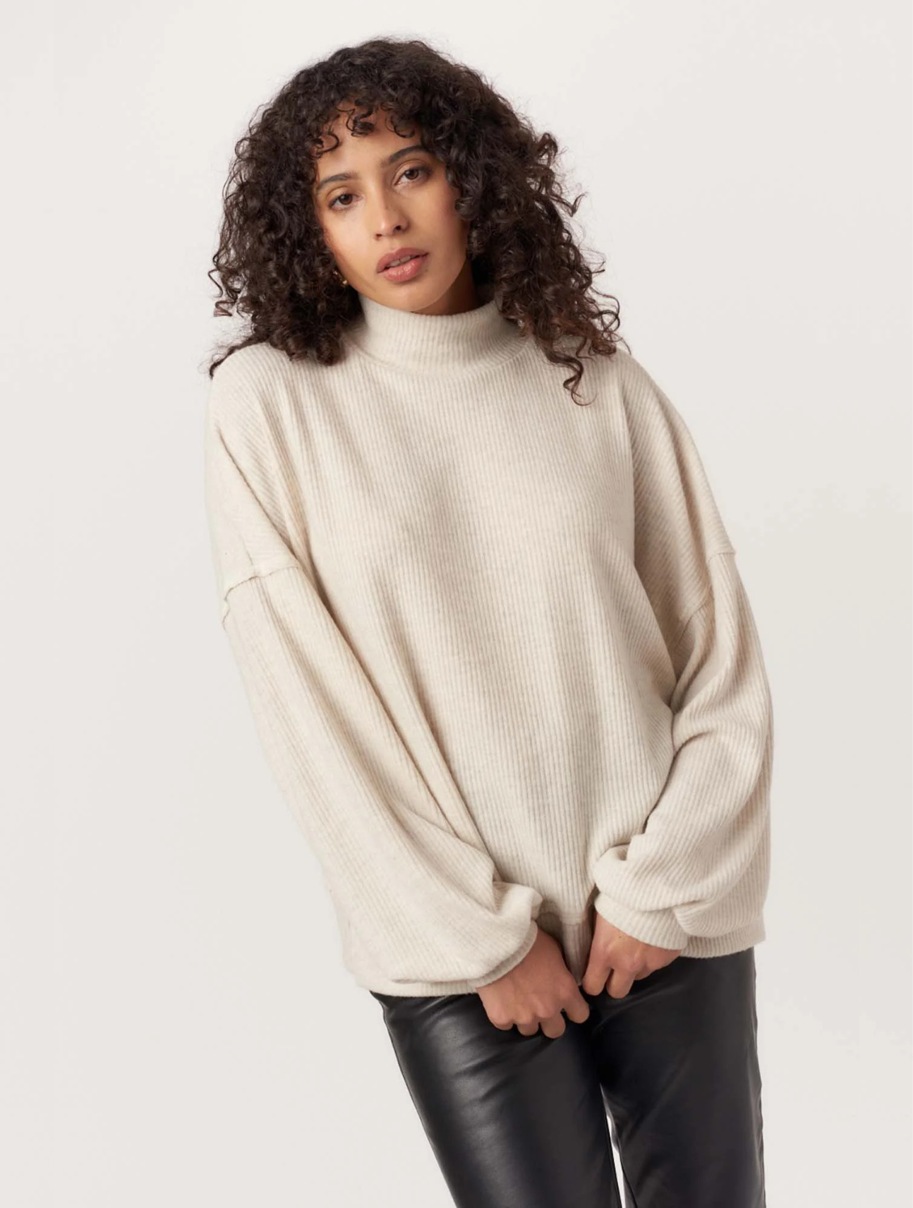 Becca Cozy Rib Funnel Neck