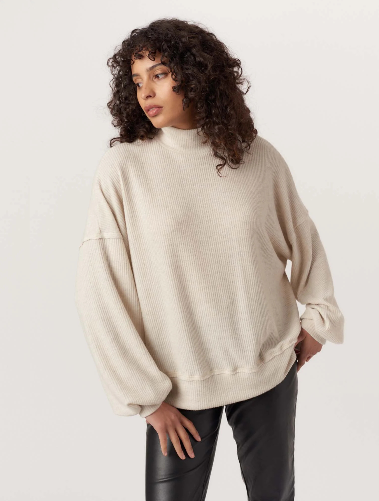 Becca Cozy Rib Funnel Neck