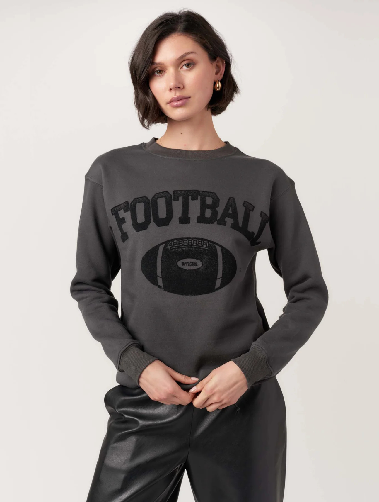 Flocked Football Washed Crew
