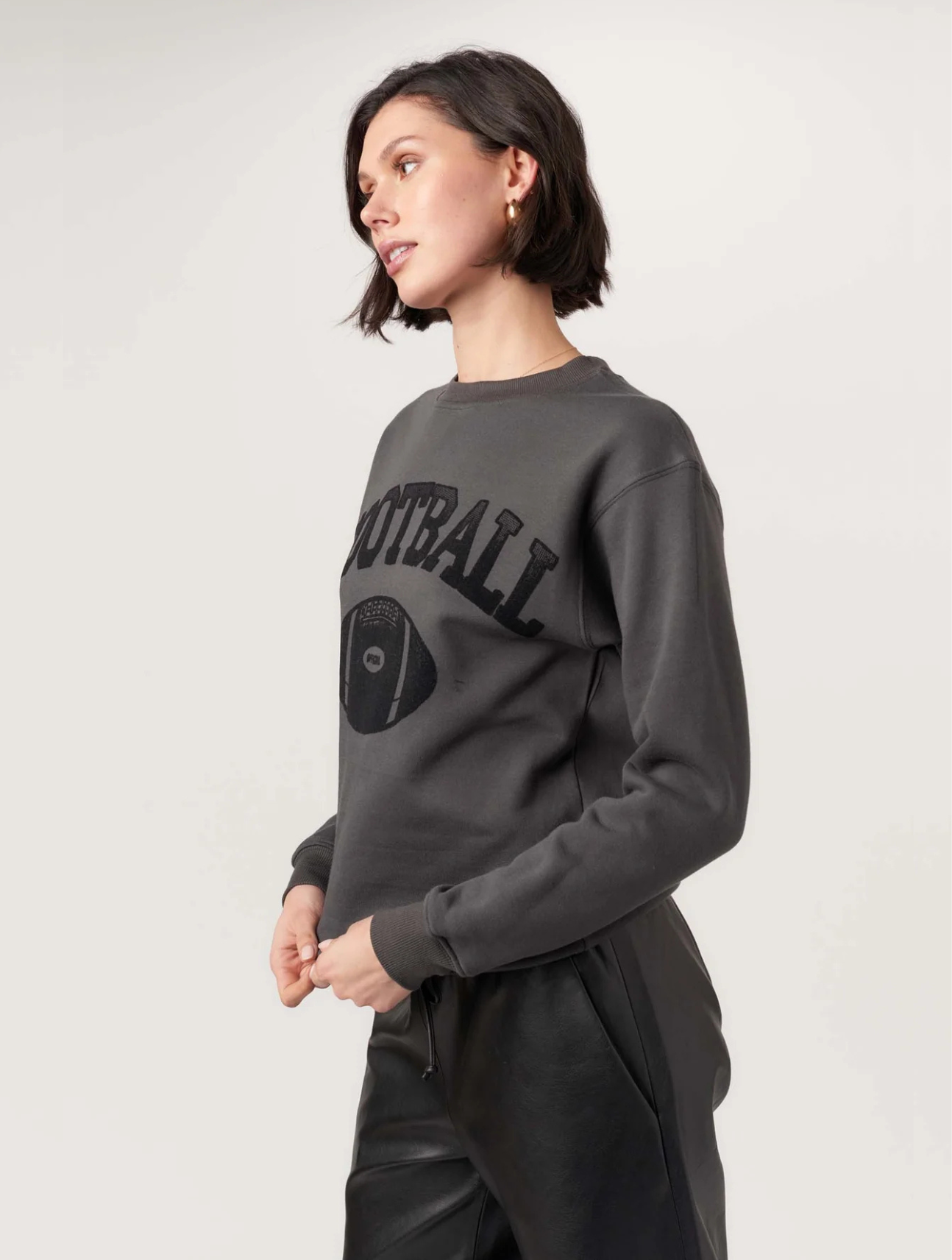 Flocked Football Washed Crew