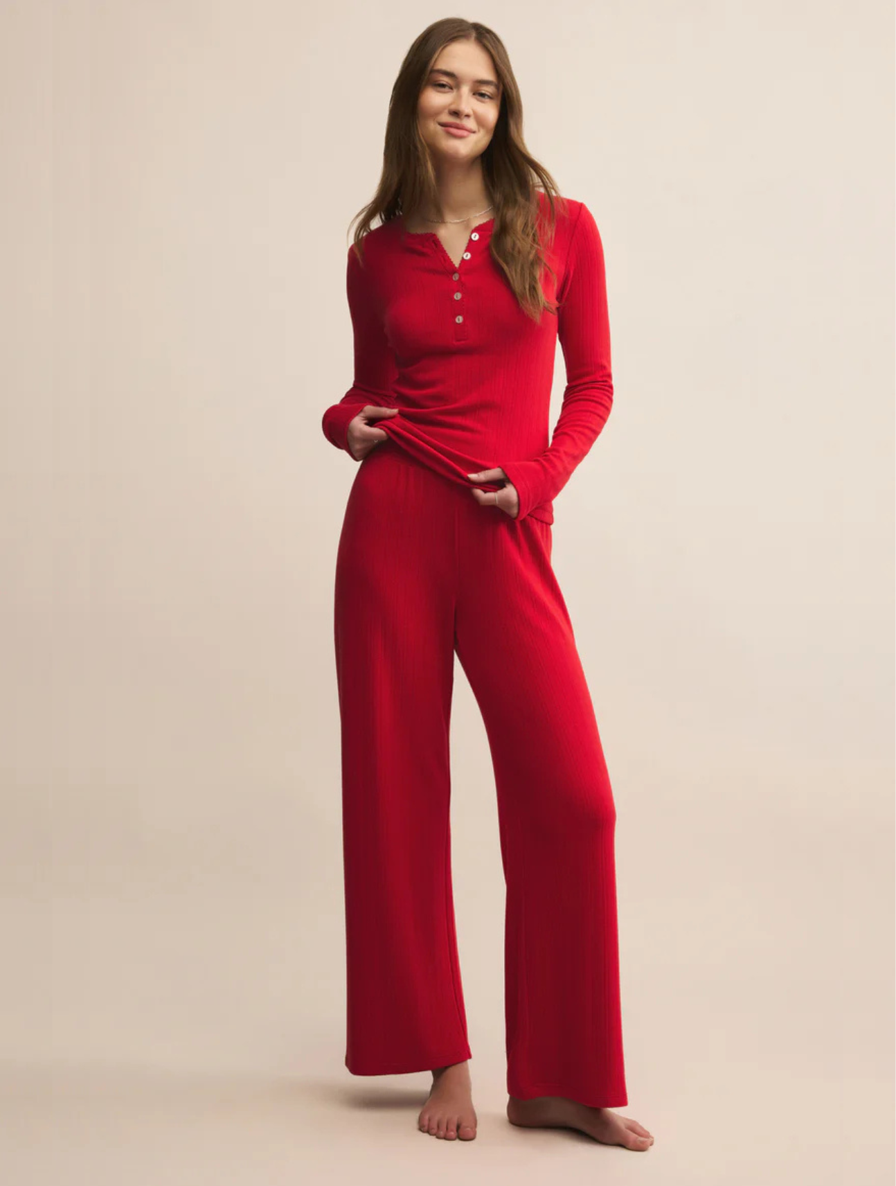 Luxe Holly Pointelle Long Sleeve Top