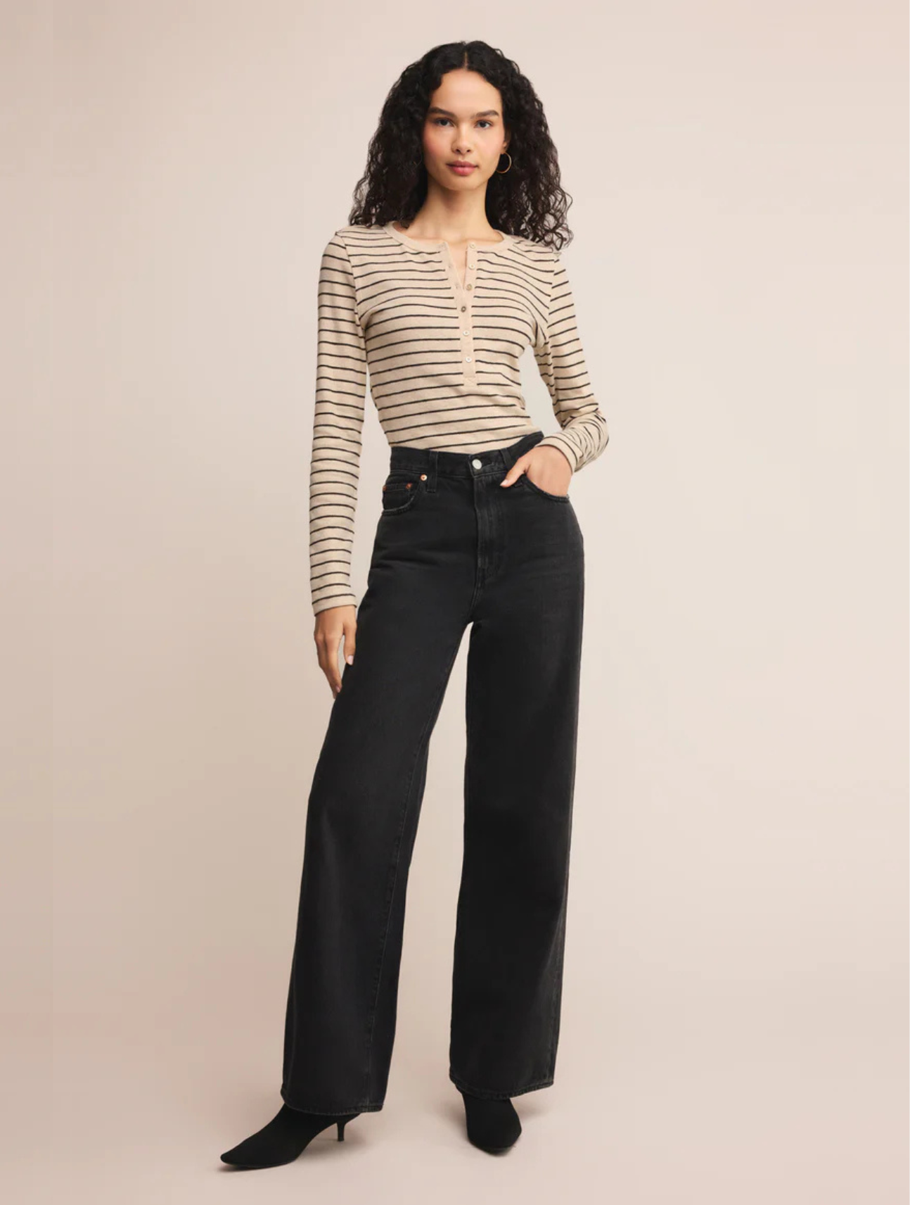 Eve Stripe Henley Long Sleeve